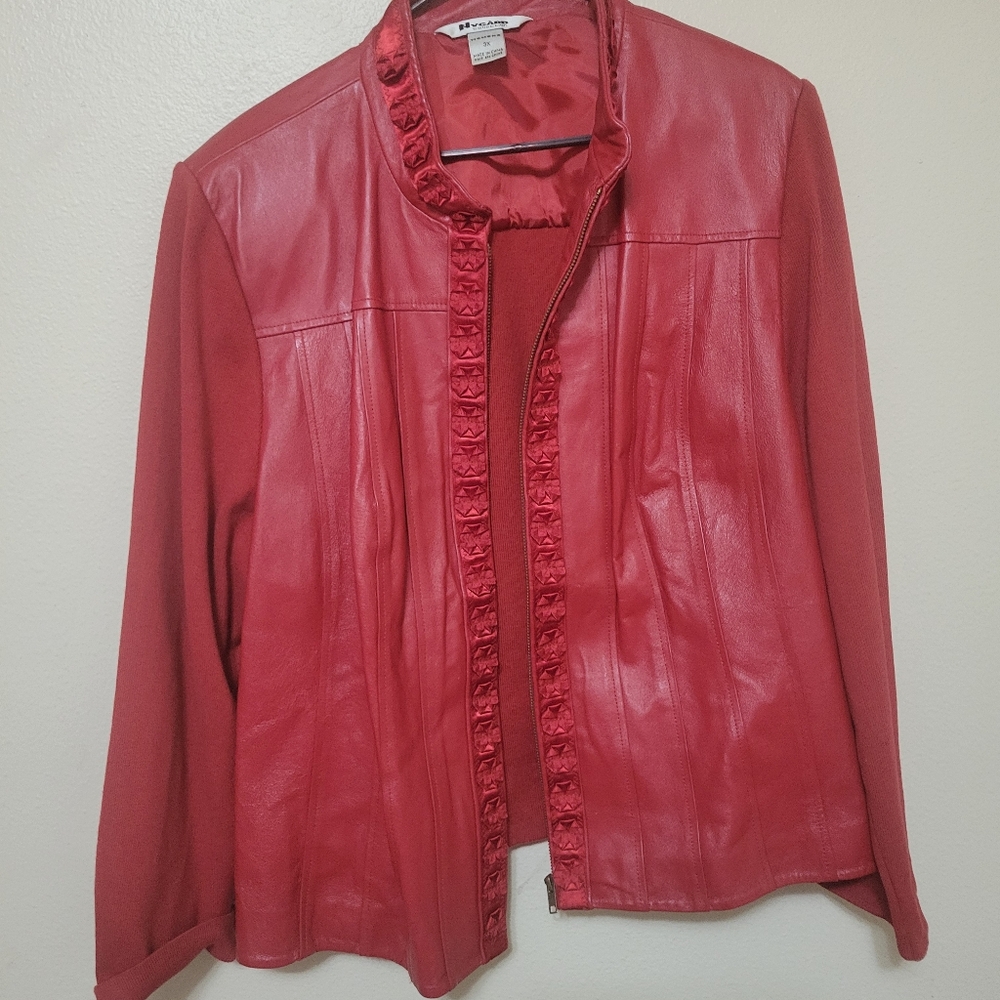 Red Faux Leather Jacket